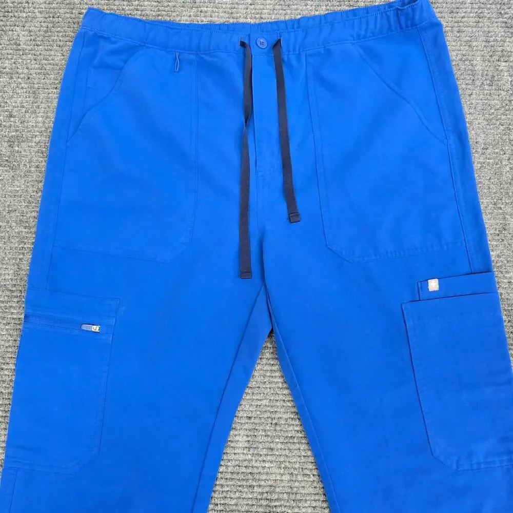 FIGS Cairo Scrub Pants Mens Large Tall Blue Cargo Drawstring Medical Uniform